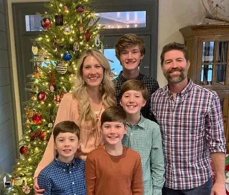 Josh Turner with His Wife and Four Sons